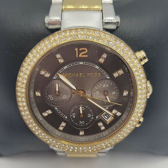 Michael Kors MK6118 Women's Stainless Steel Analog Brown Dial Quartz Watch BC662 - Picture 1 of 10